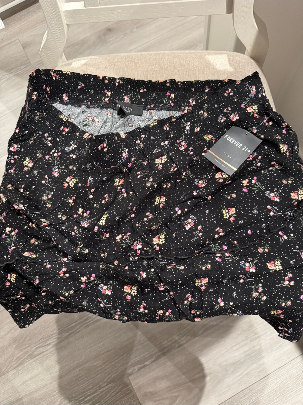 Forever 21 Black Mini Skirt with Pink and Yellow Floral Print